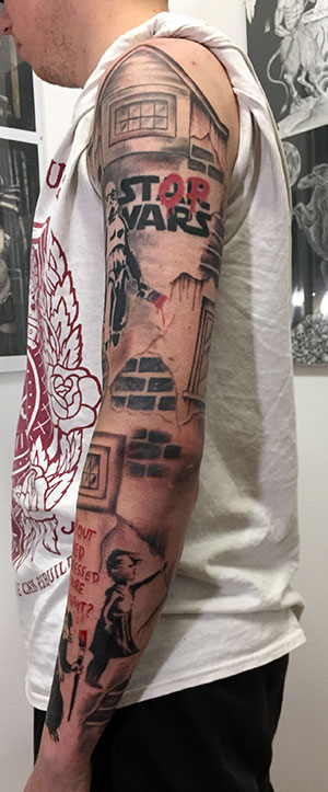 Banksy Full Sleeve Tattoo