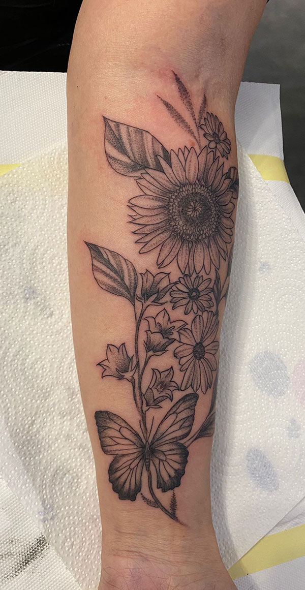 Flowers on Arm Tattoo