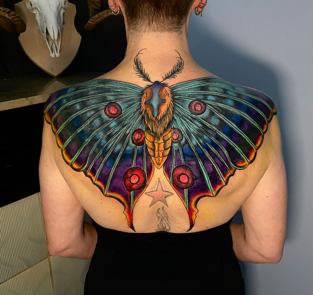 Butterfly tattoo on the back