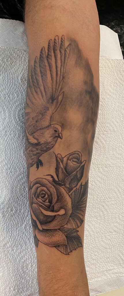 Dove and Roses Tattoo